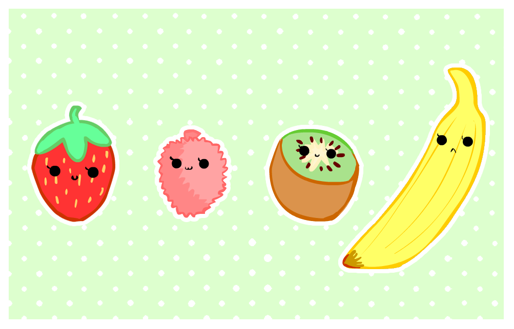 Cute Foods Fruit Selection By Purapea