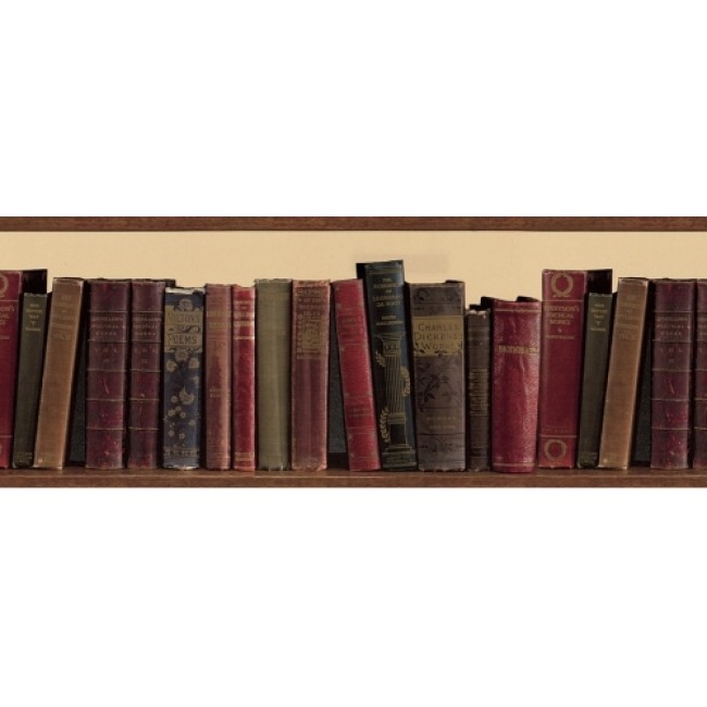 Home Book Shelf Library Books Wallpaper Border