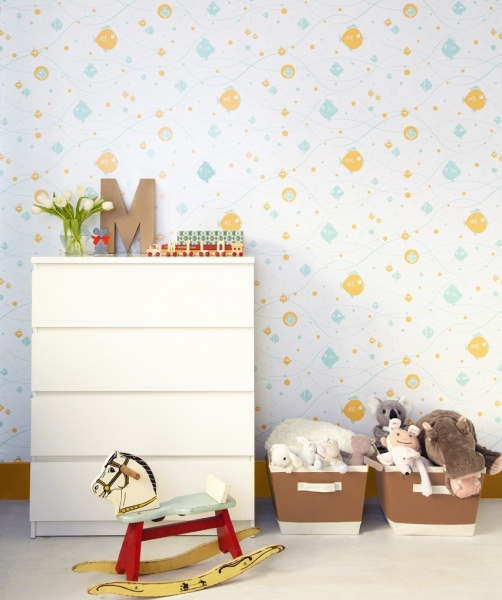 Tempaper Tots Currents tropical wallpaper by Couture Deco