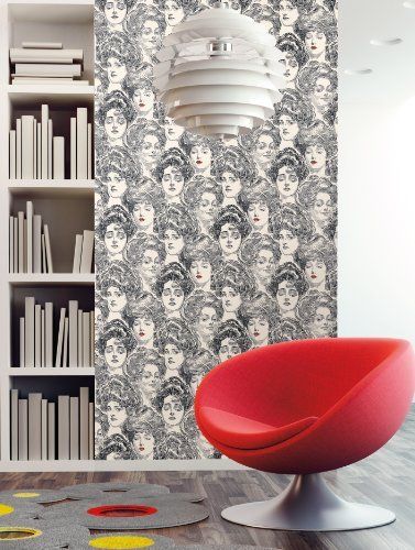 Wall In A Box Wib1013 Pucker Up Wallpaper Black White Red