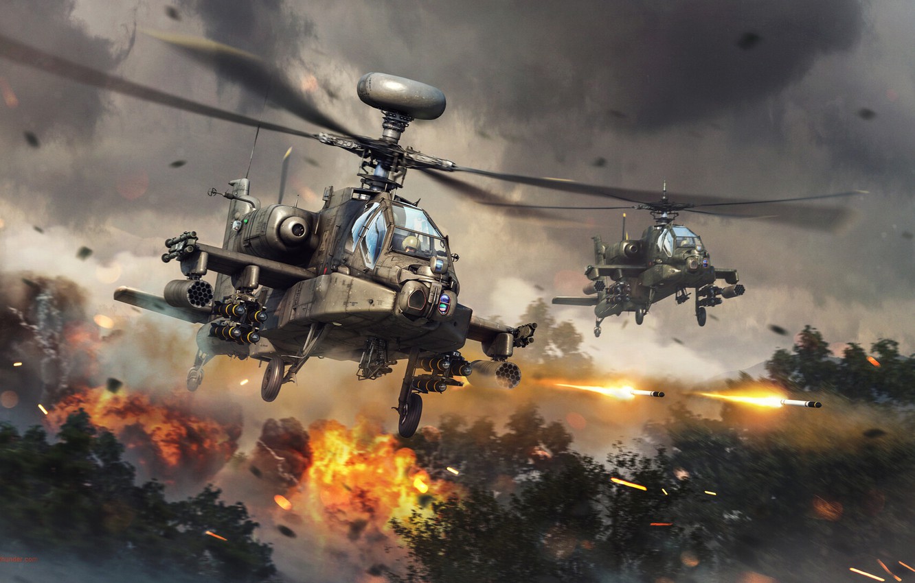 Wallpaper Fire Sparks Helicopters War Thunder Attack