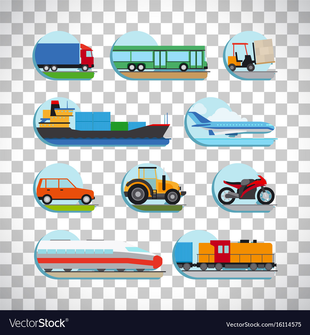 Transportation Icons On Transparent Background Vector Image