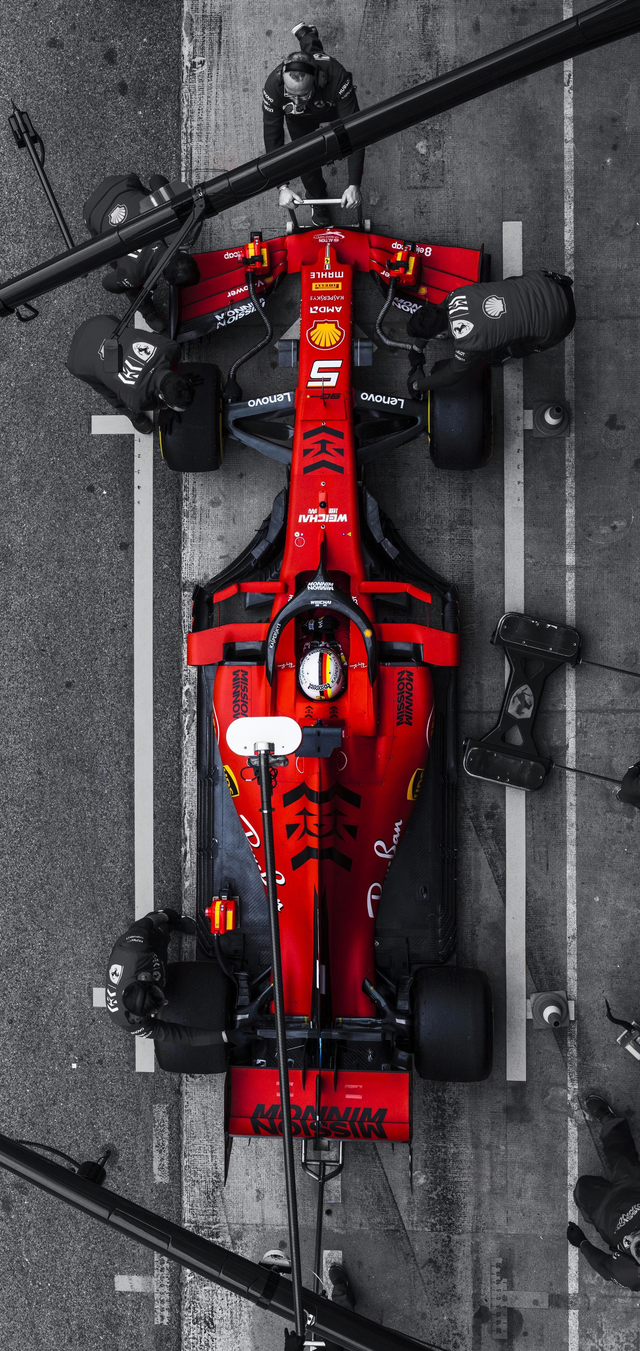 Sebastian Vettels SF90 in the Pits [Mobile Wallpaper] rformula1