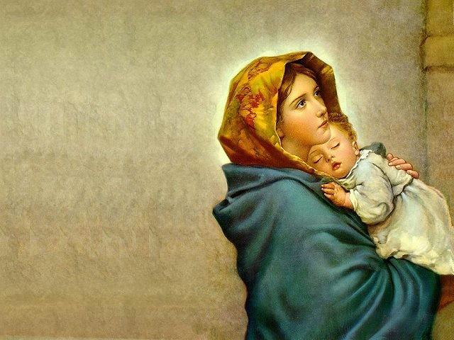 Child Jesus Sleeping In The Hands Of Mother Mary Religious Photo