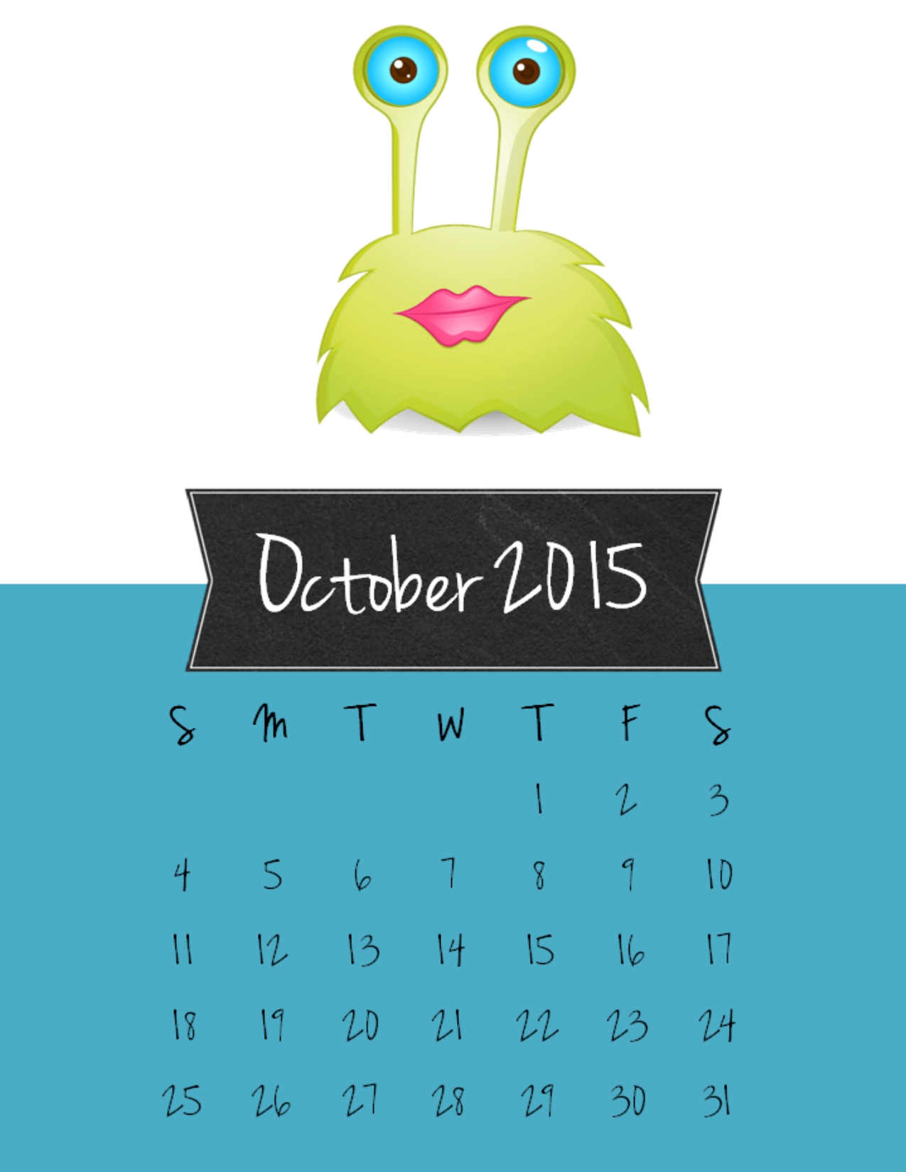 October Calendar With Wallpaper