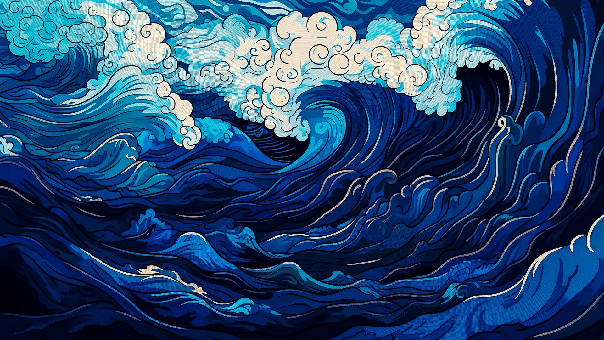 Blue Wave Illustration Wallpaper 4k In