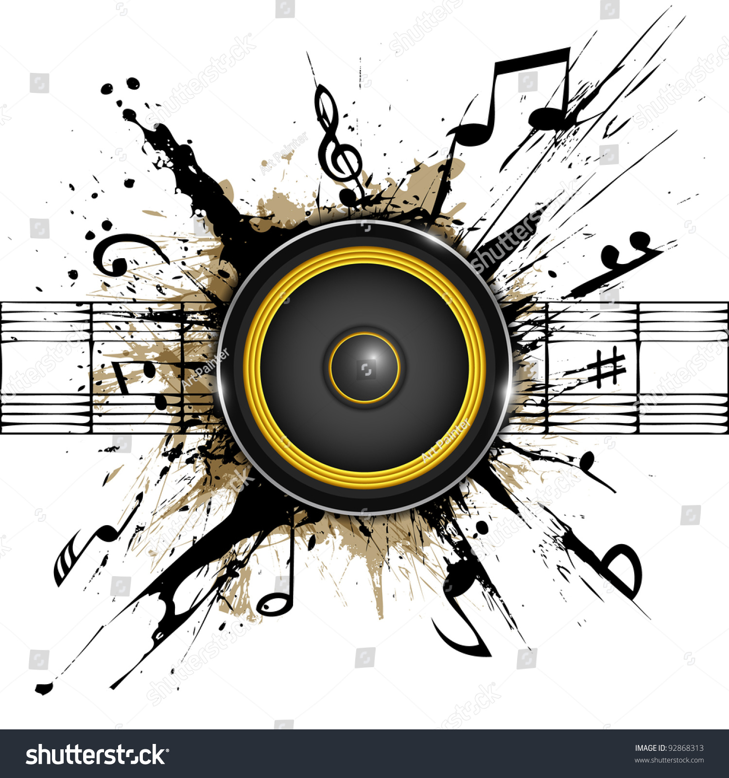 Abstract Background Sound Speaker On Ink Stock Vector Royalty