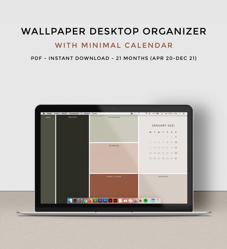 Desktop Wallpaper Organizer With Calendar Minimalist