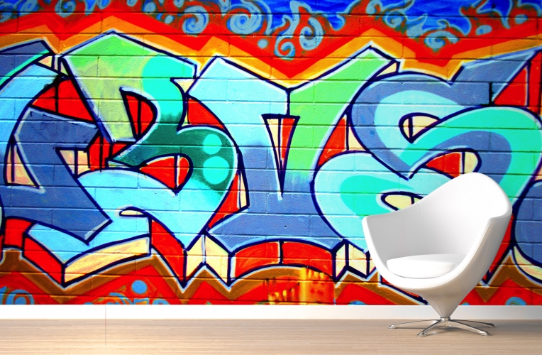 Bright Blue Graffiti Wallpaper Wall Mural Muralswallpaper Co Uk