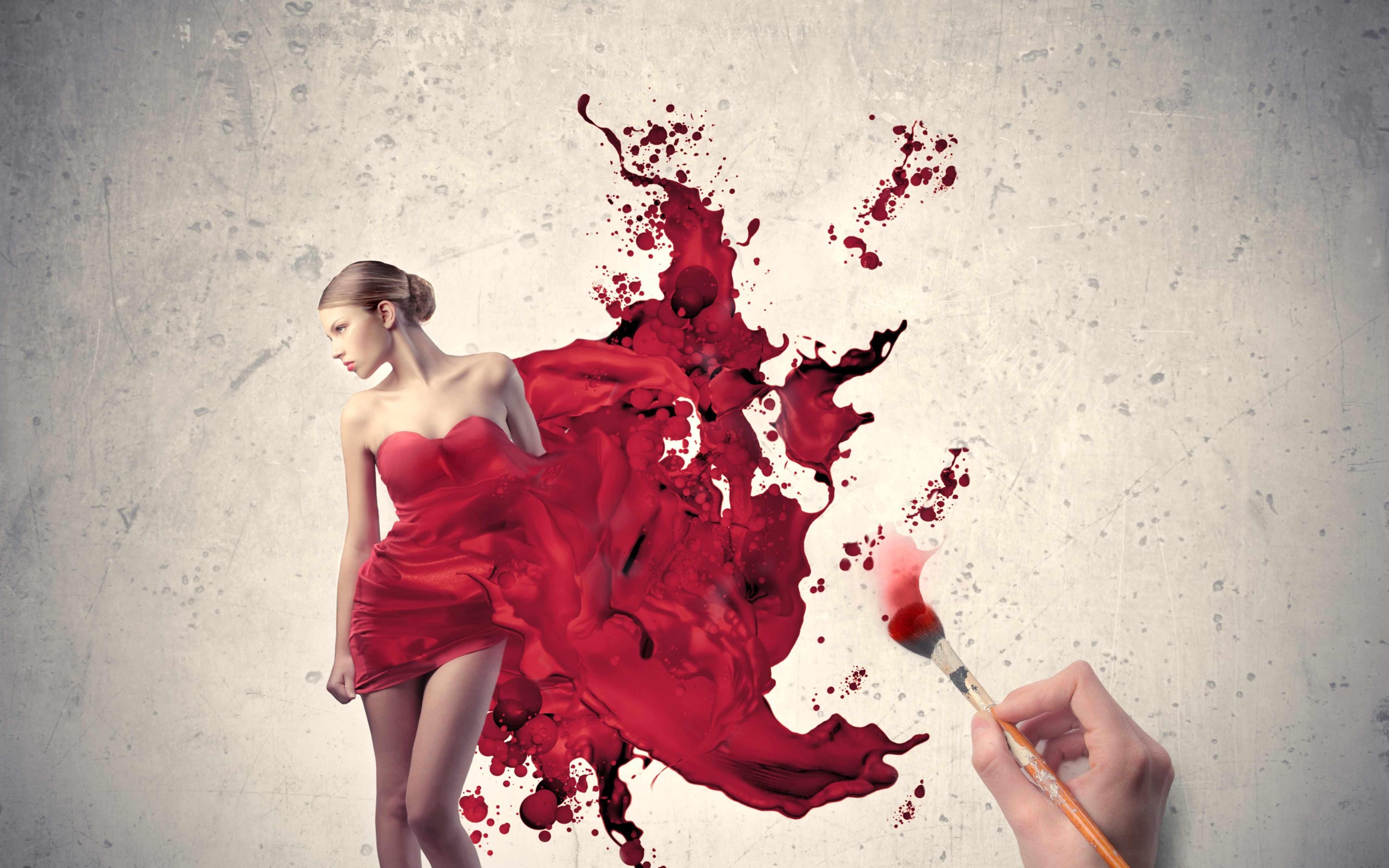 Painting A Beautiful Red Dress Art HD Wallpaper