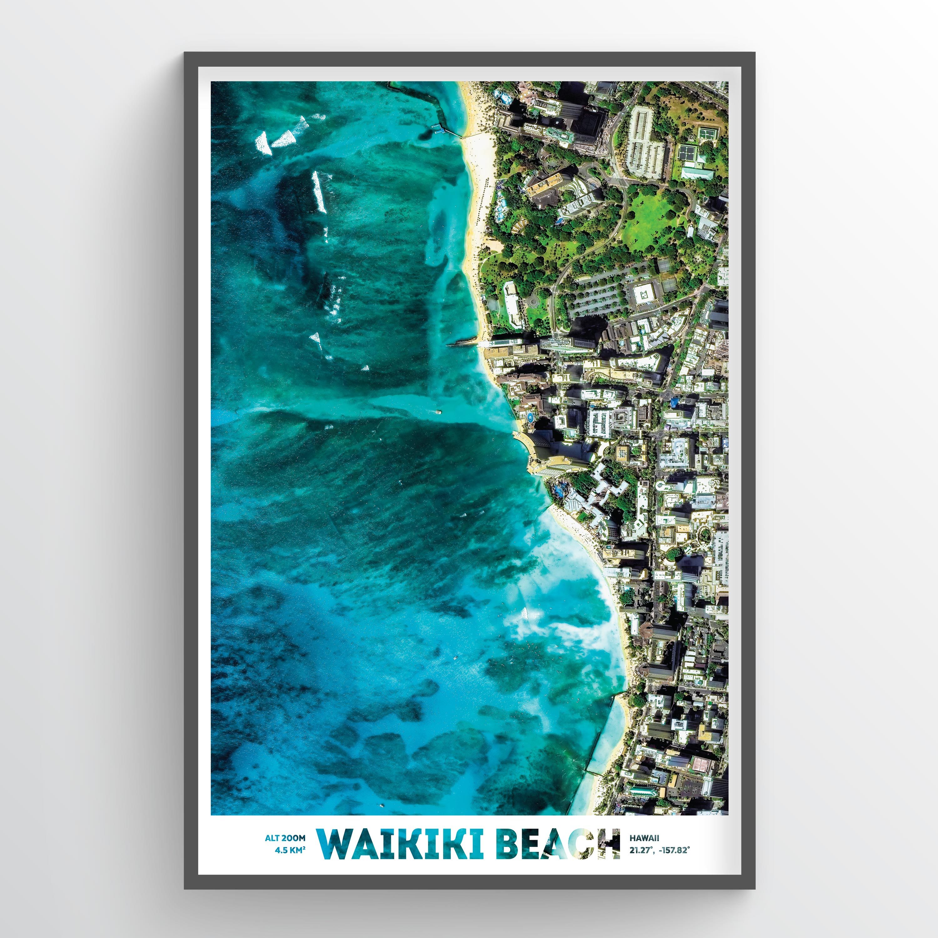 Fine Art Photography Prints of Waikiki Beach   Satellite Images of