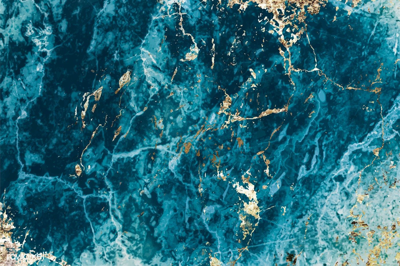 Blue And Gold Marble Textured Background Vector Wallpaper