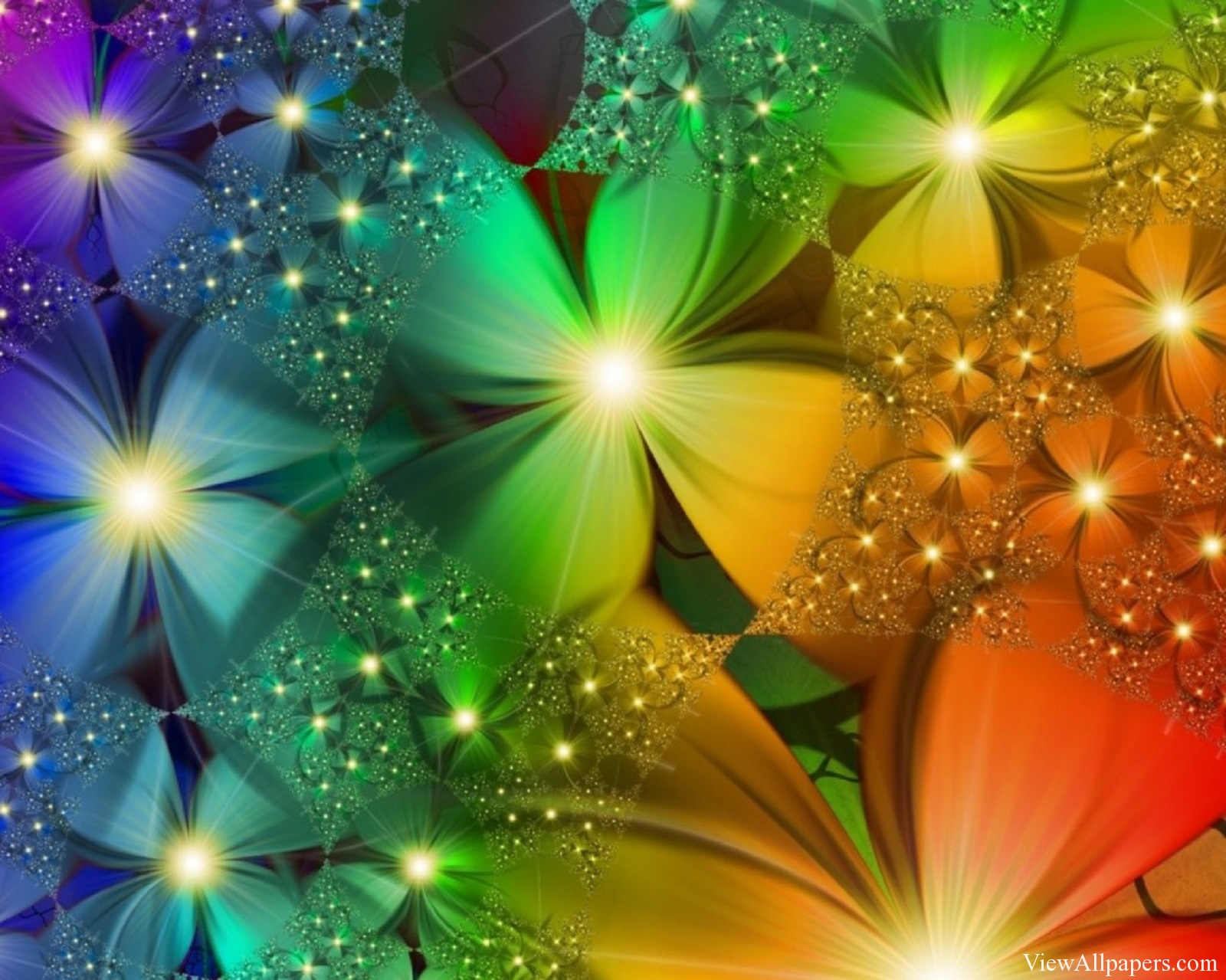 3d Wallpaper Colorful Flowers Abstract HD