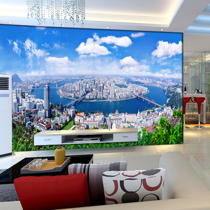 3d Stereoscopic Wallpaper Tv Backdrop Liuzhou Panoramic Living Room