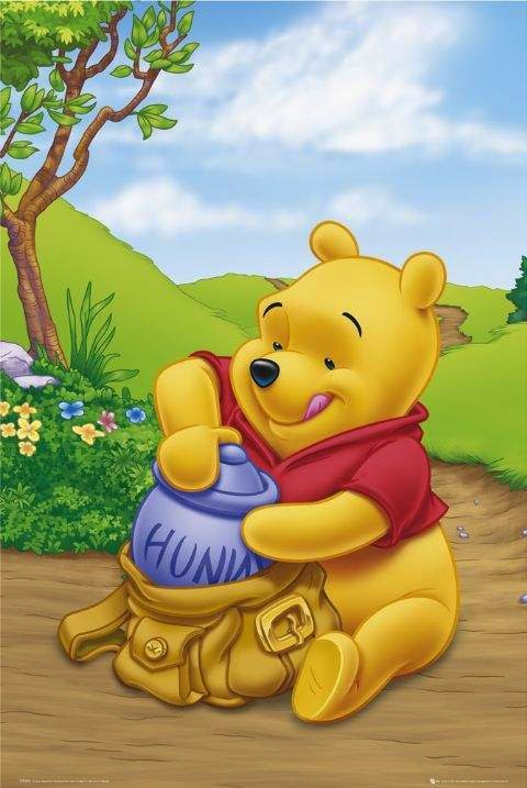 Pooh Bear With Honey Wallpaper