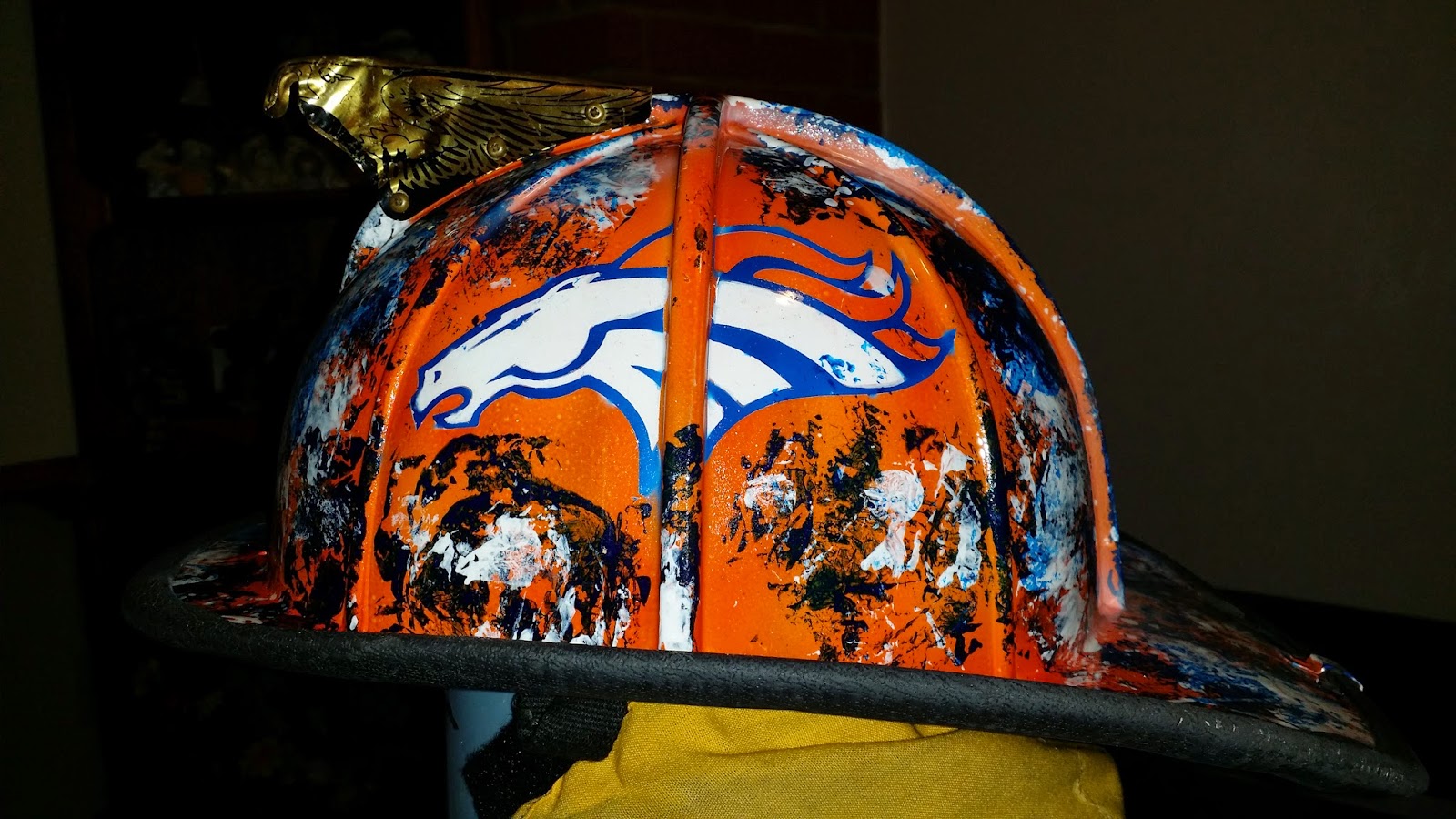 Side Of Fire Helmet Denver Broncos Theme By Zimmerdesignz Spot