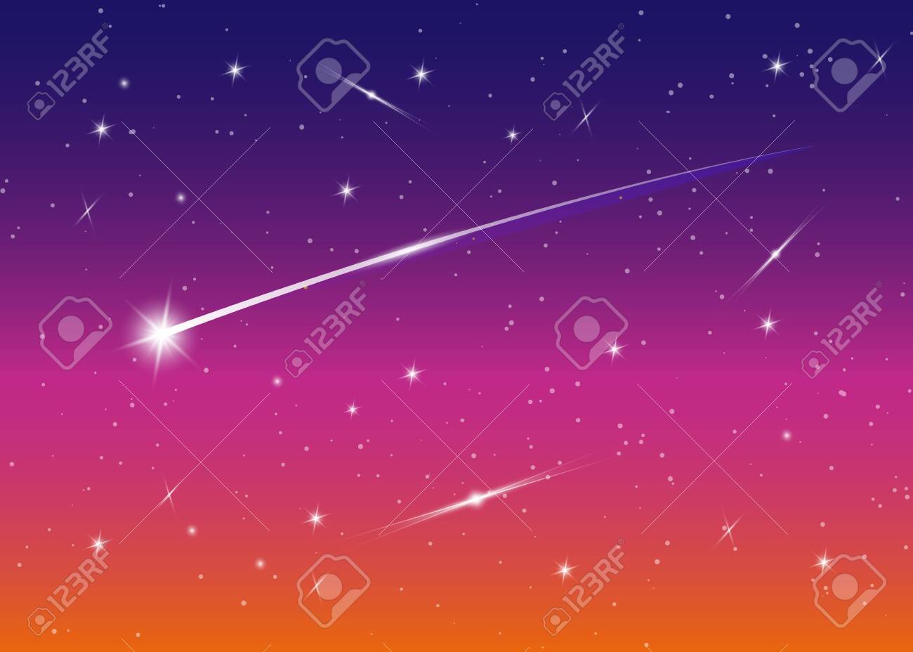 Shooting Star Background Against Dark Blue Starry Night Sky