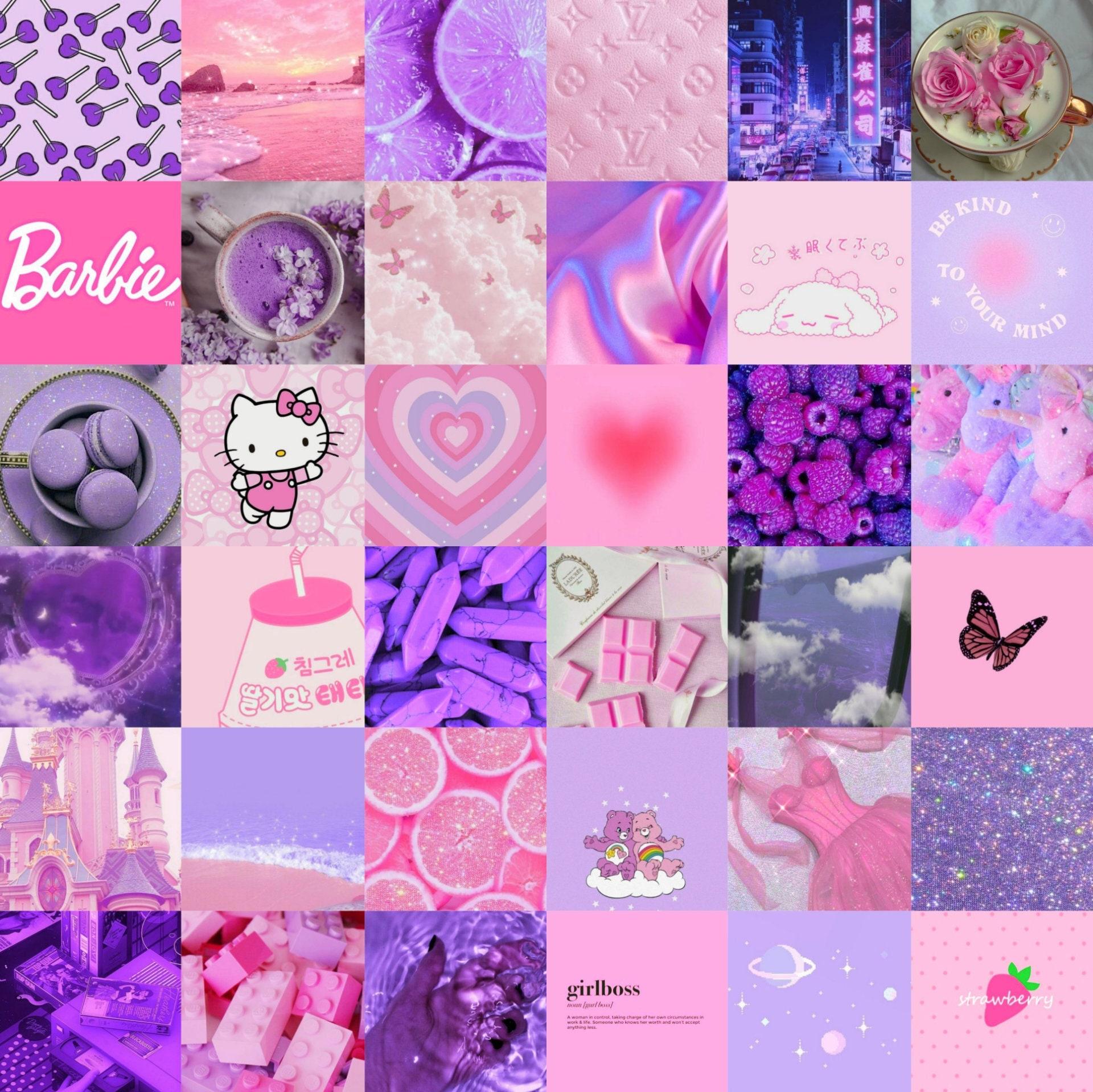 60 DIGITAL Pink and Purple Wallpaper Collage Kit Aesthetic   Etsy