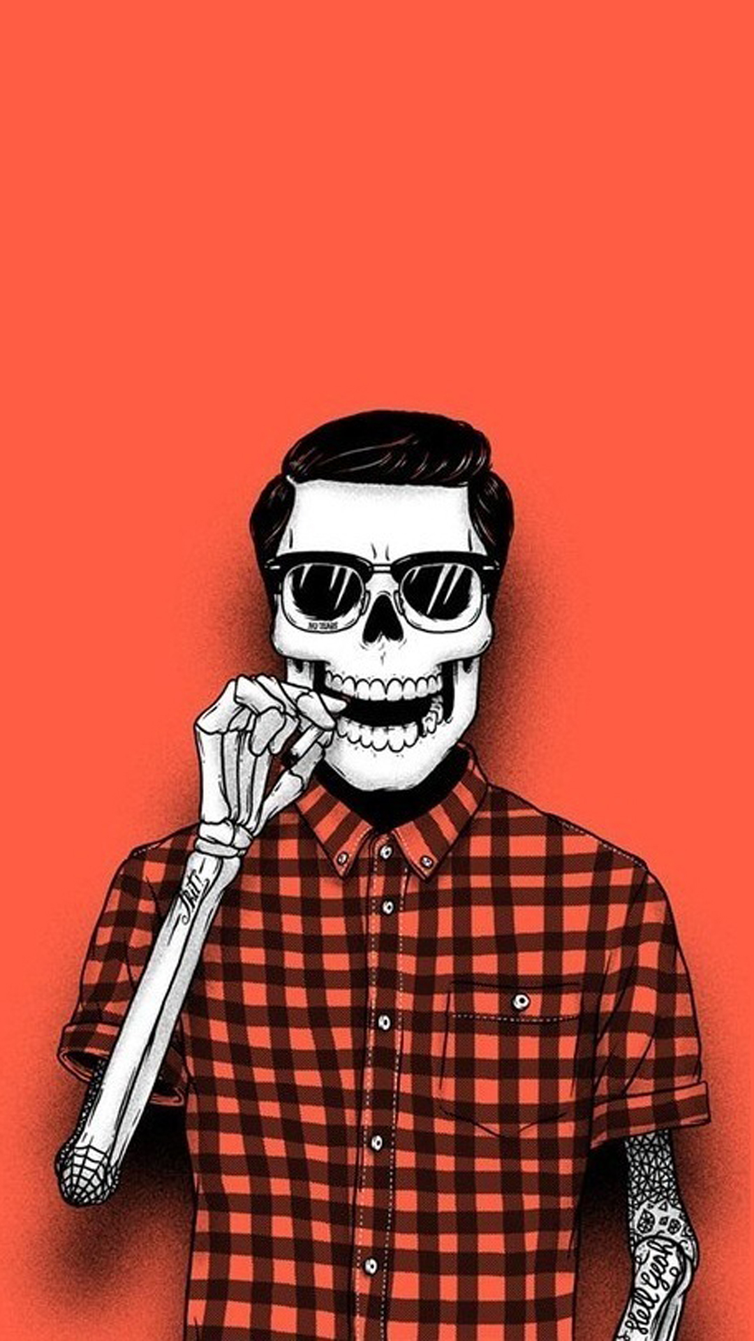 Hipster Skull Halloween iPhone Plus Wallpaper