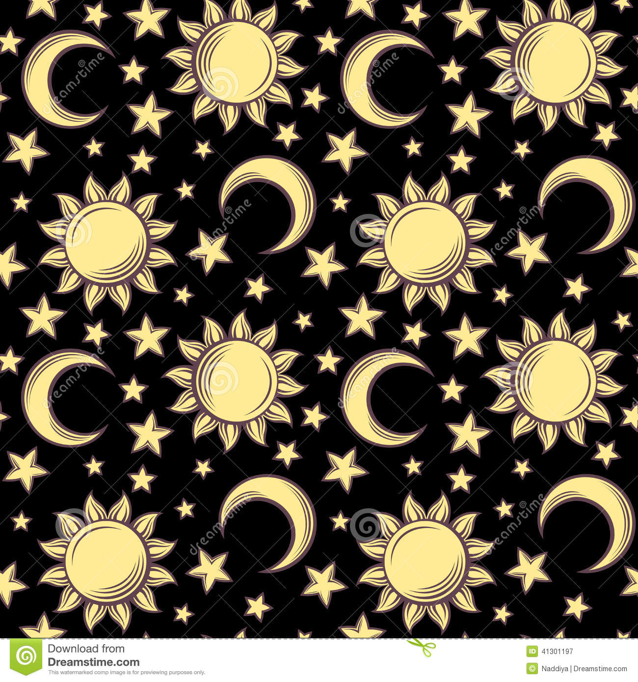 Stars sun and moon seamless pattern Vector graphics 9459950 Vector Art at  Vecteezy