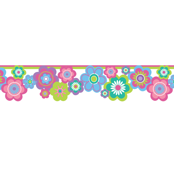 Multicolor Flower Border Power Brewster Wallpaper