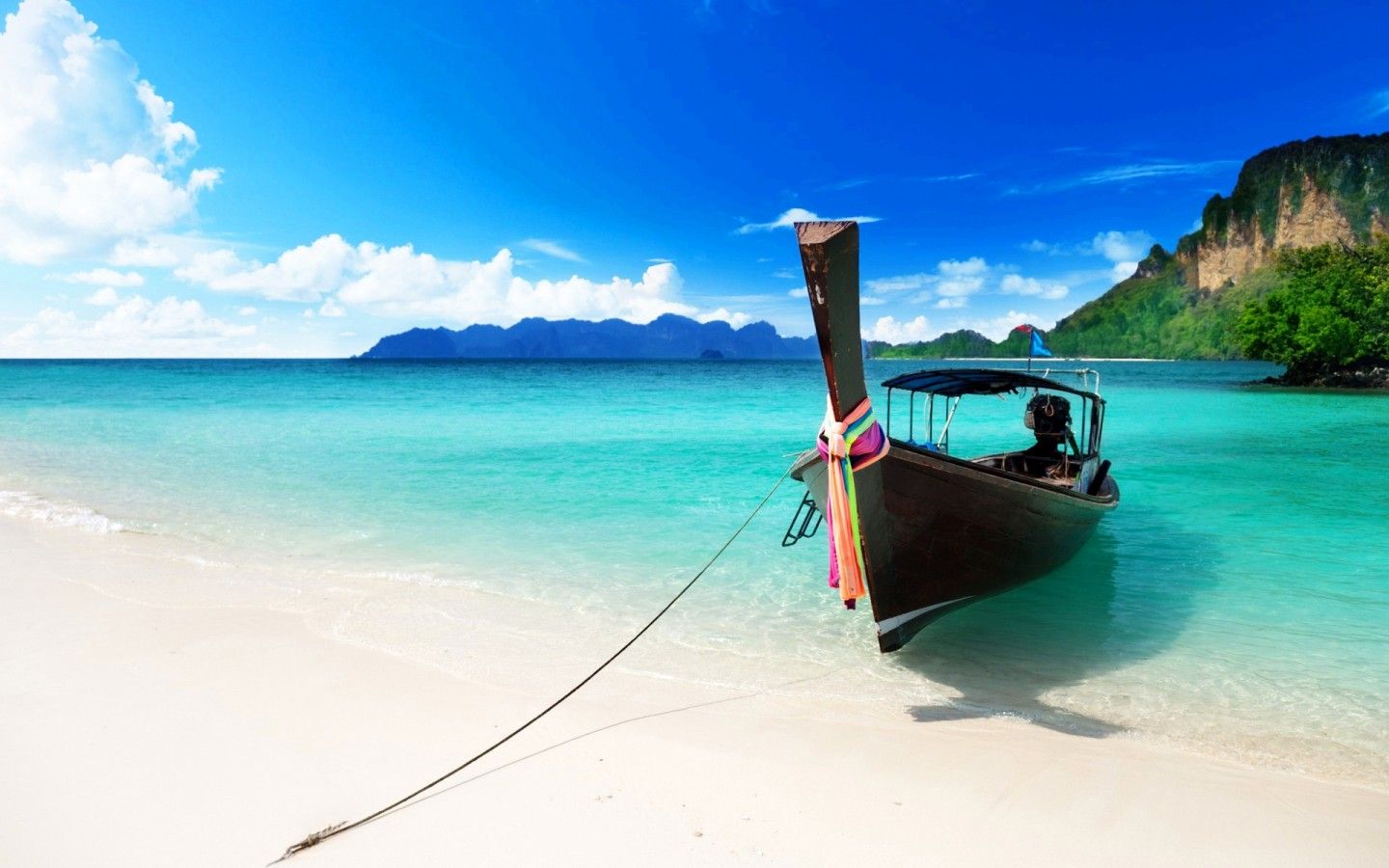 Caribbean Beach Boat Wide HD Wallpaper For Background