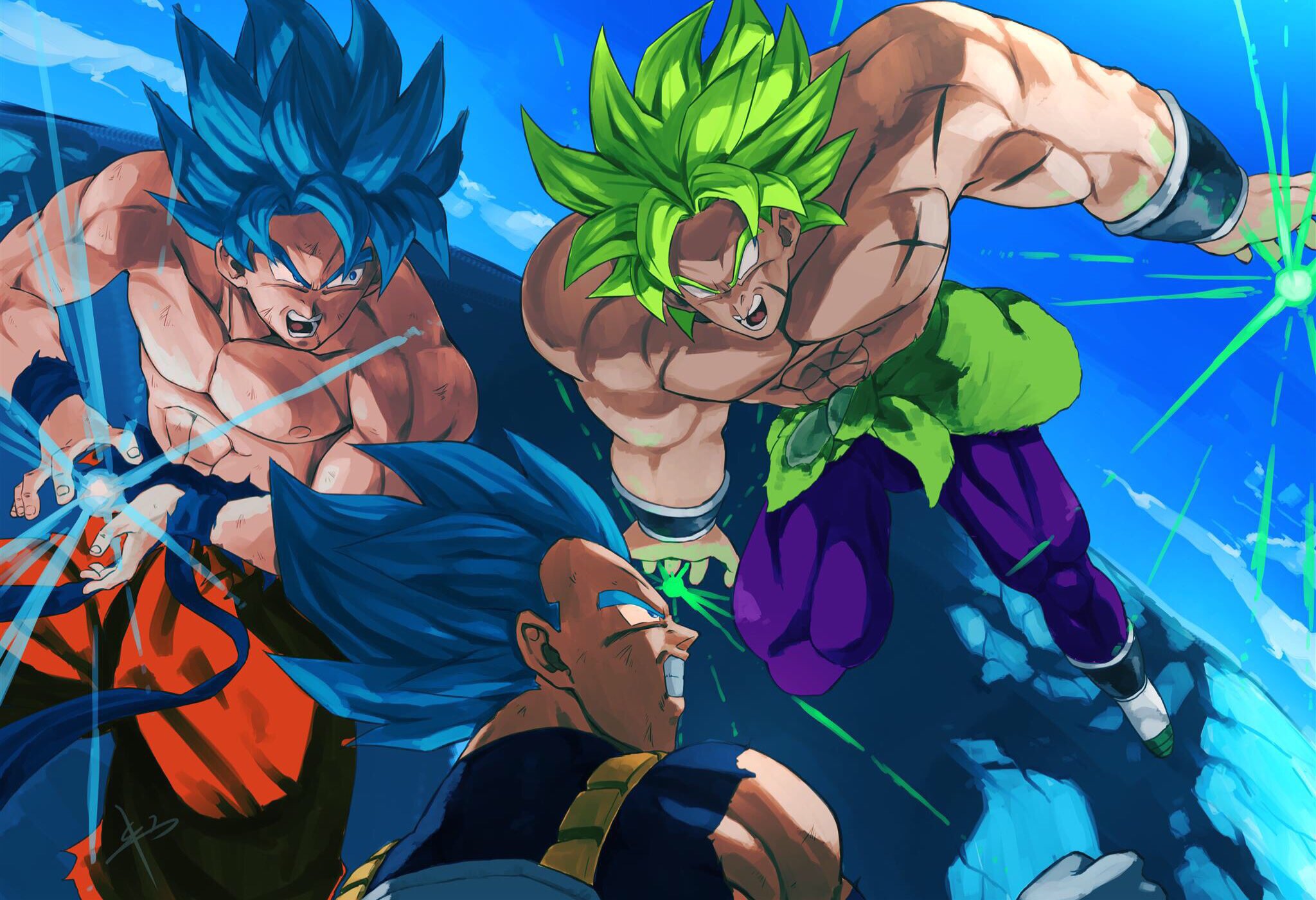 Goku Vegeta vs Broly HD Wallpaper Background Image 2048x1401