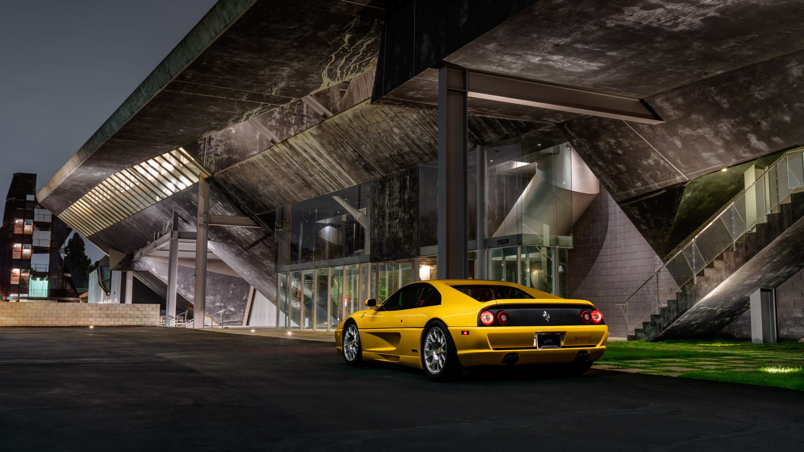 Ferrari F355 Yellow Cars Italian Night Wallpaper Resolution