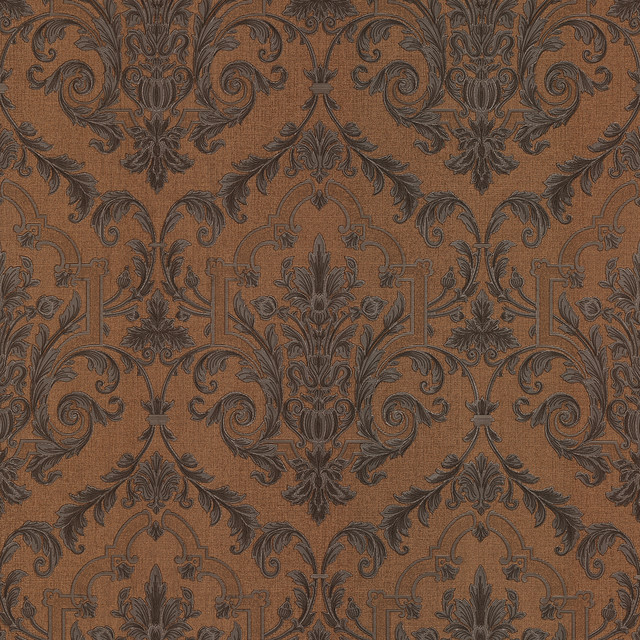 Consuela Copper Damask Wallpaper Traditional By