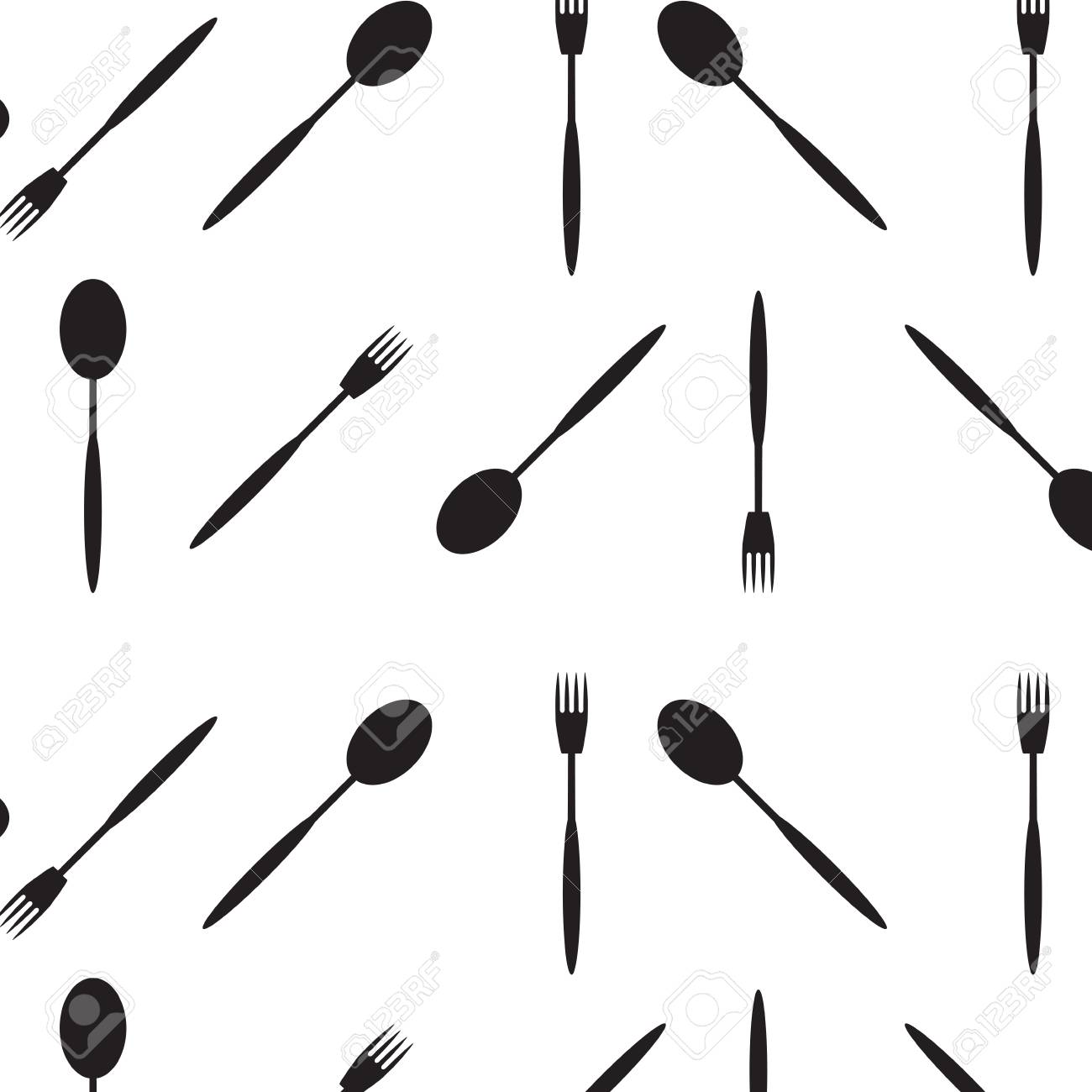Pattern Black White Spoon And Fork
