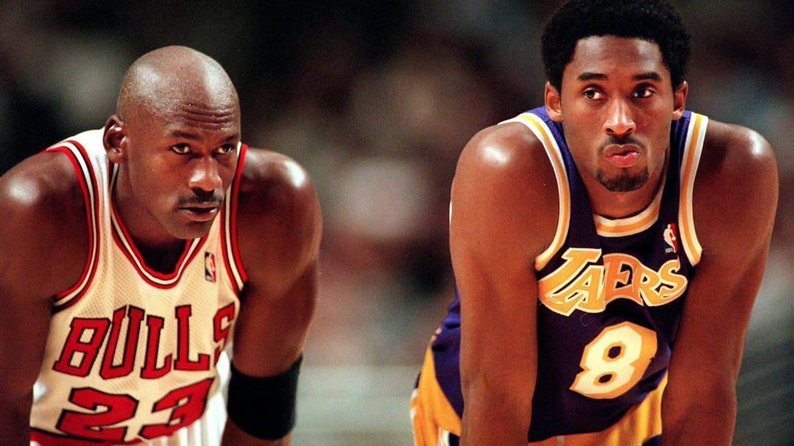 Young Basketball Players Kobe Bryant And Michael Jordan