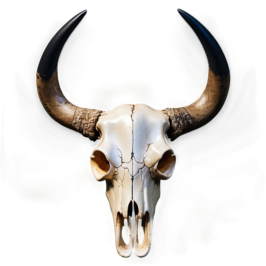 Bull Skull On Black Background Png Wallpaper