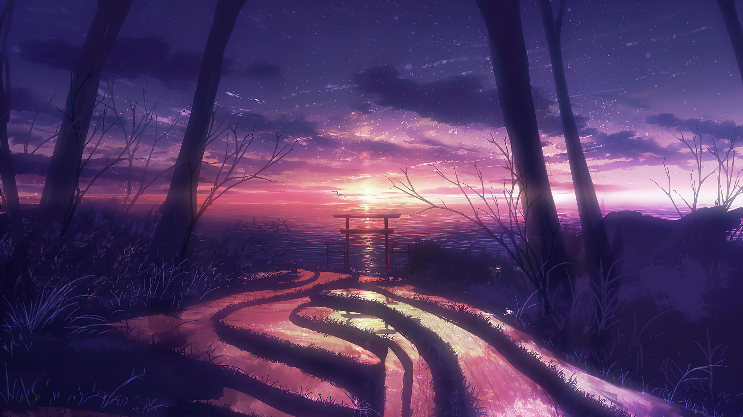 Sunset Scenery Anime 4K Wallpaper iPhone HD Phone 6680f