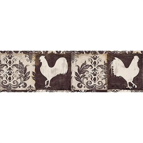  new country chccolate brown cream rooster wallpaper border 418b80975