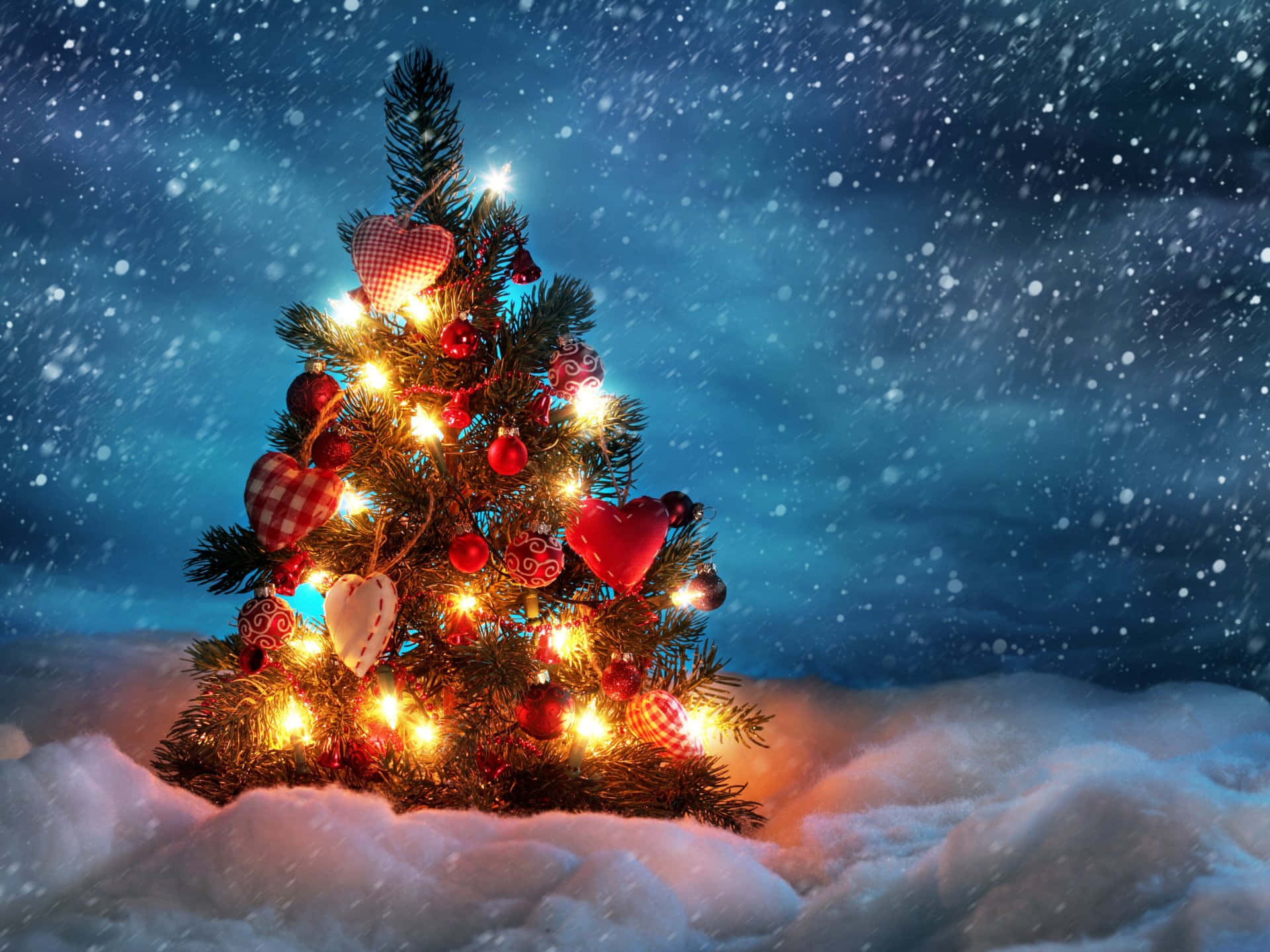Hearts High Resolution Christmas Desktop Wallpaper