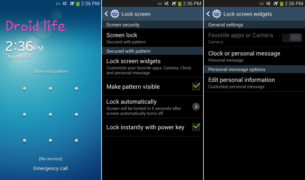 Samsung Galaxy S4 Lock Screen Wallpaper Secure Enabled