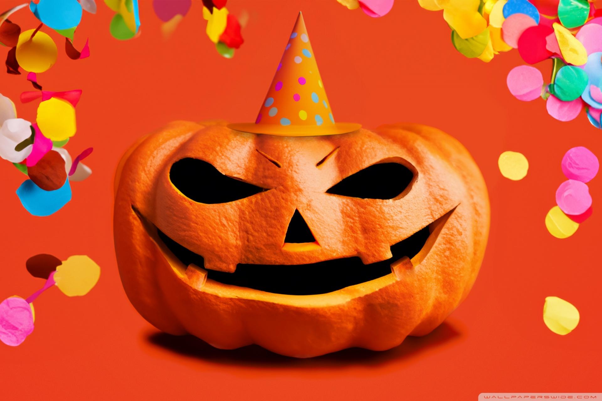 Halloween Party Jack O Lantern Colorful Confetti Ultra HD