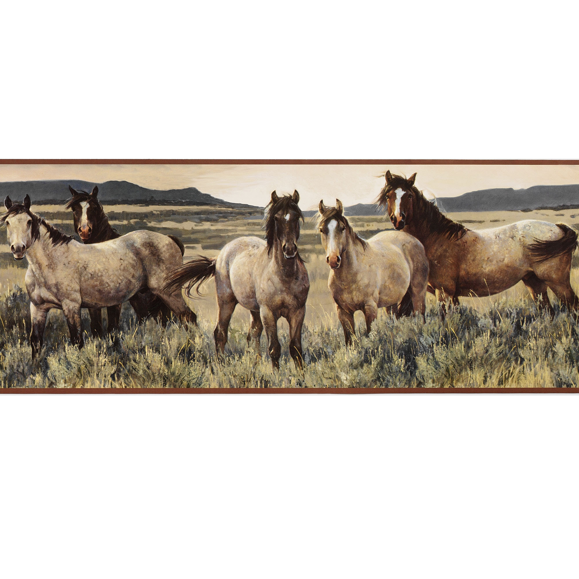 Horses at Fence Wallpaper Border BH1802b CLEARANCE QUANTITIES LIMITED