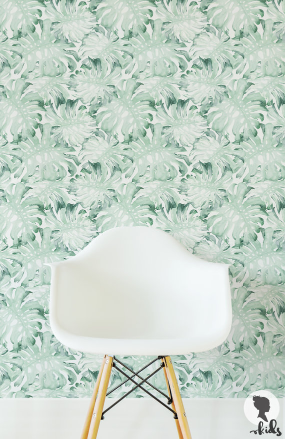 Palm Leaves Self Adhesive Wallpaper Nursery Wallpaper L050 570x879