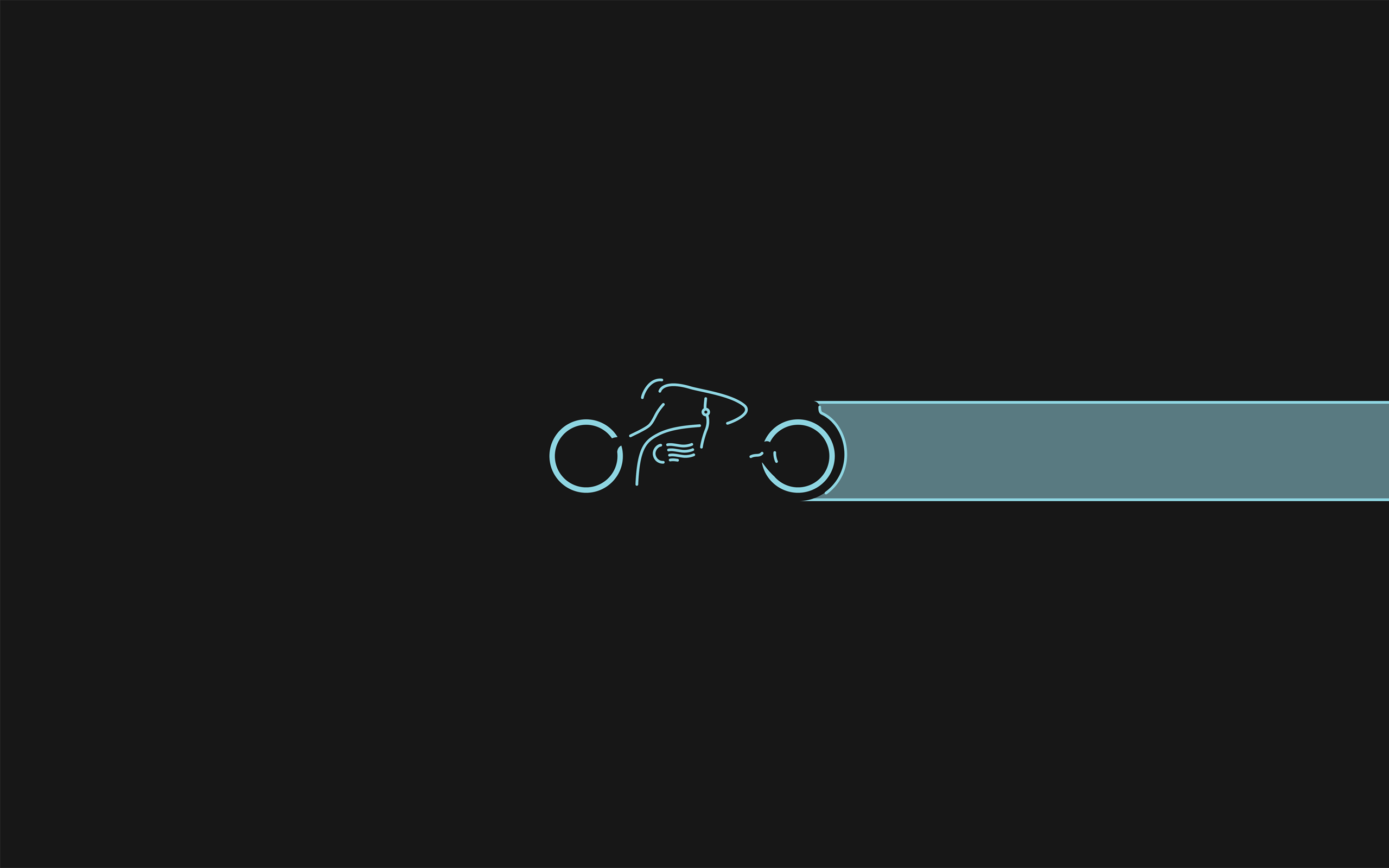 Minimalist motorcycle wallpaper with a light blue outline of a chopper against a dark background