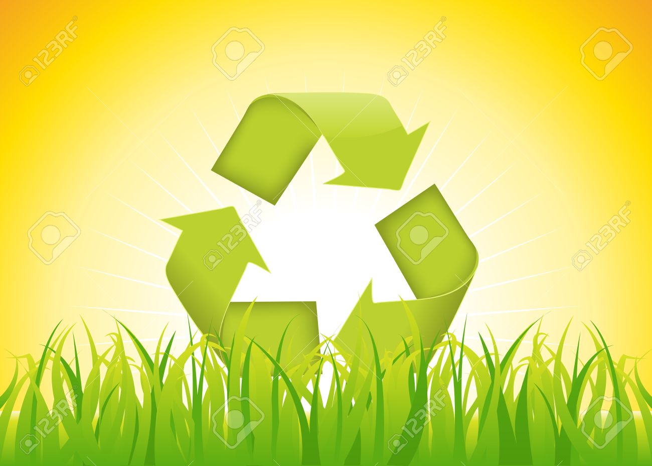Illustration Of The Recyclable Eco Symbol On A Summer Background