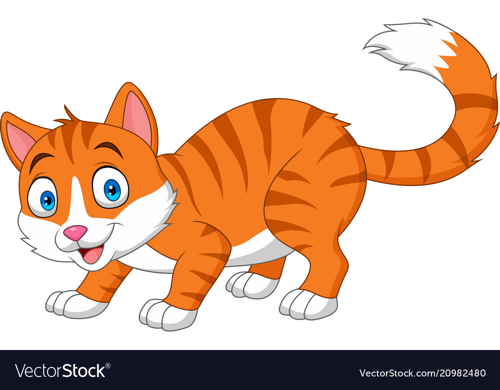 Cartoon Funny Cat Isolated On White Background Vector Image