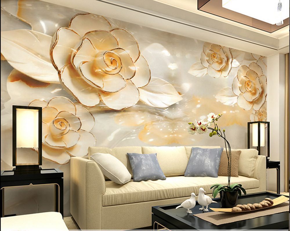 Papel De Parede 3d Quarto Mural Rolo Moderna Luxo Flor Pano