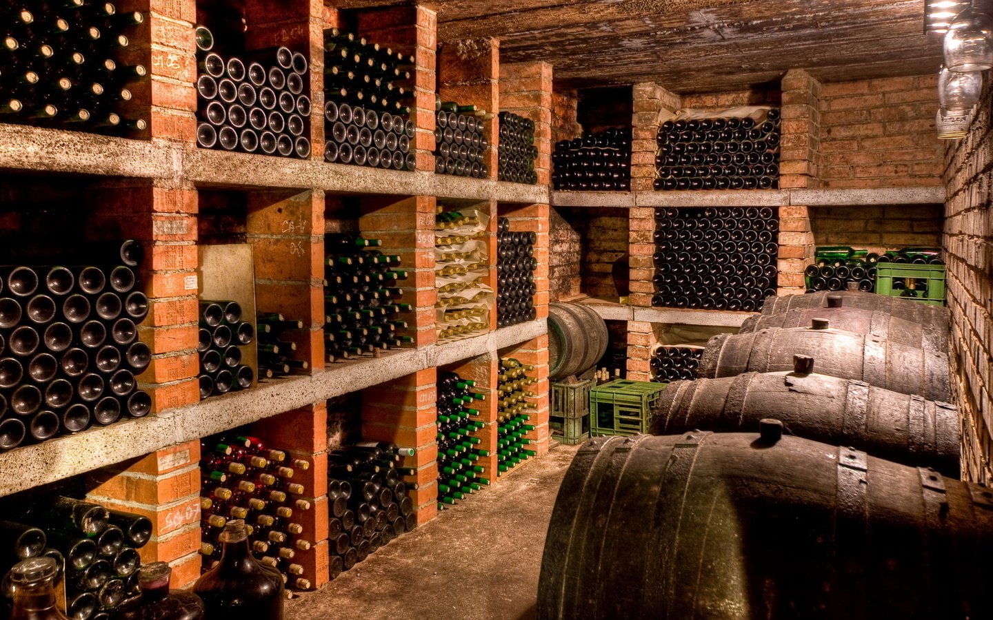 Wallpaper wine cellar barrels Food widescreen 1440x900 on the