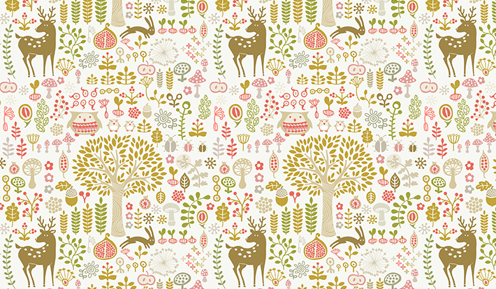 Woodland Animals Wall Mural Patterned Wallpaper Custom Made By