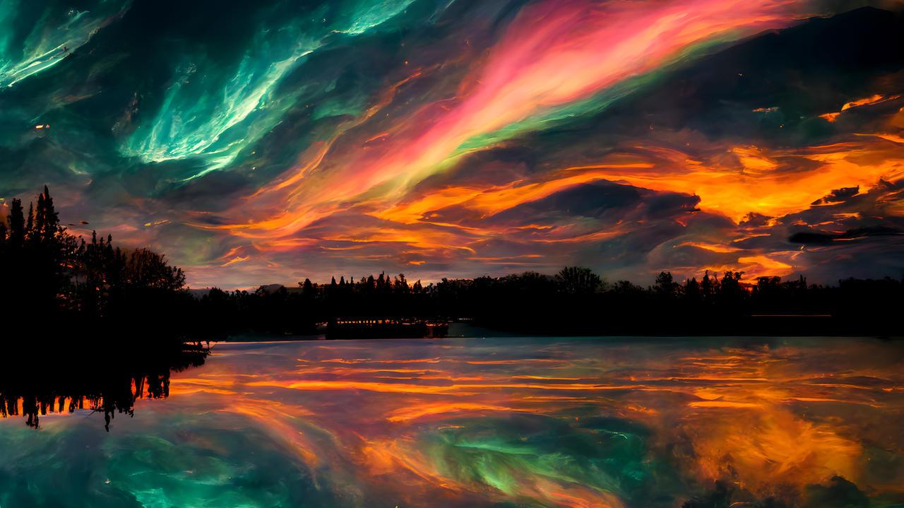 Midjourney Ai Sunset Aurora Borealis 4k Wallpaper