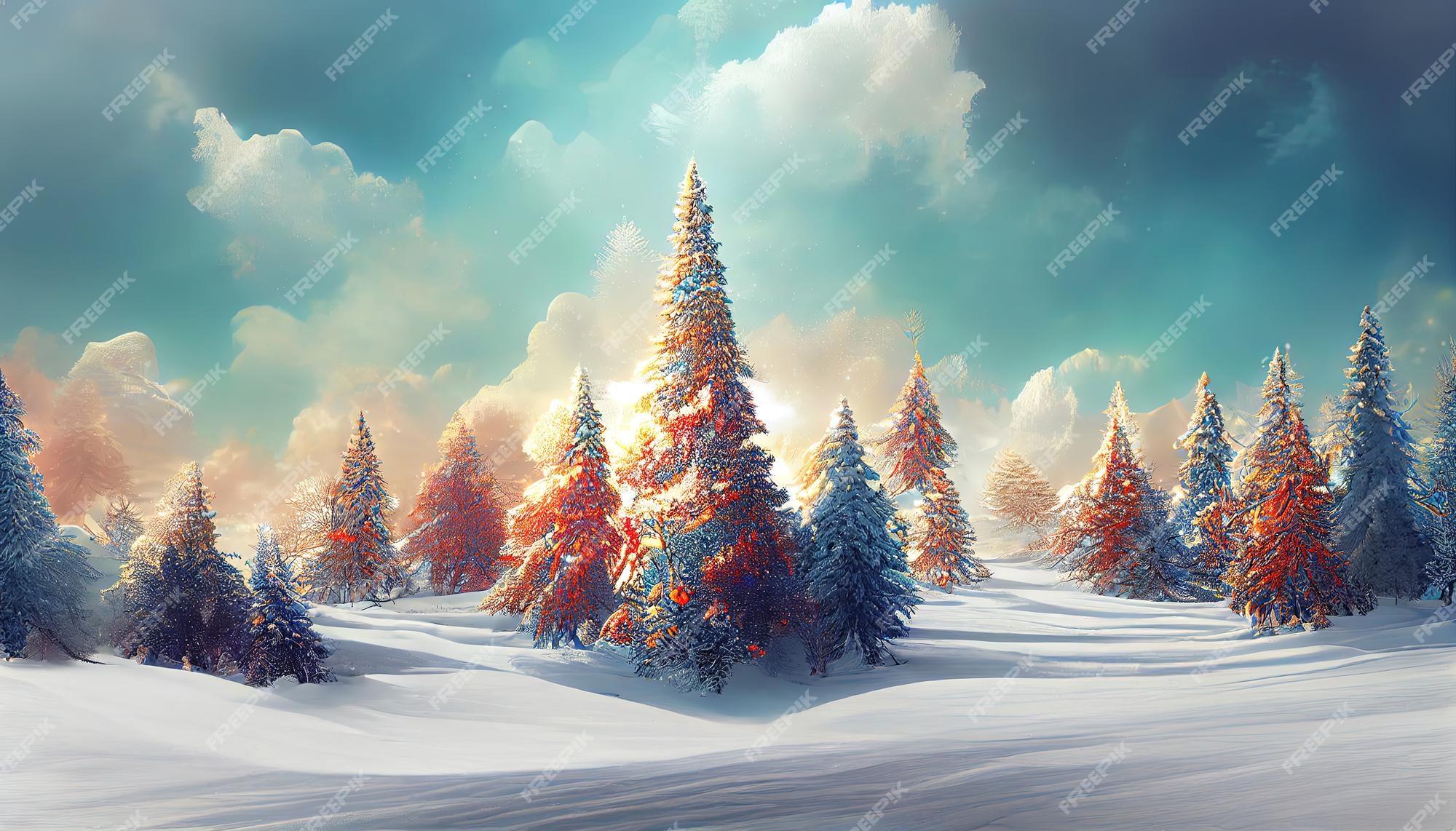 Premium Photo Winter Wonderland Background Wallpaper With Trees