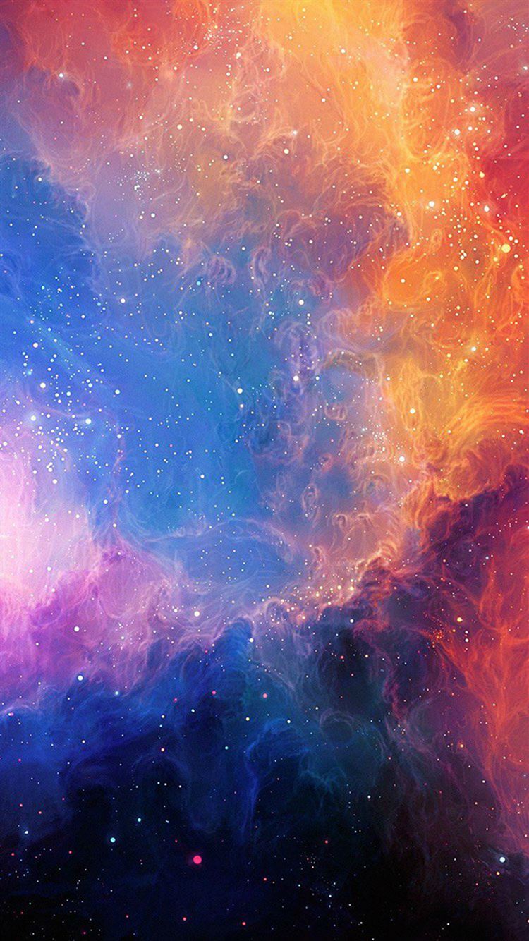 Space Aurora Art Star Illust Rainbow iPhone Wallpaper