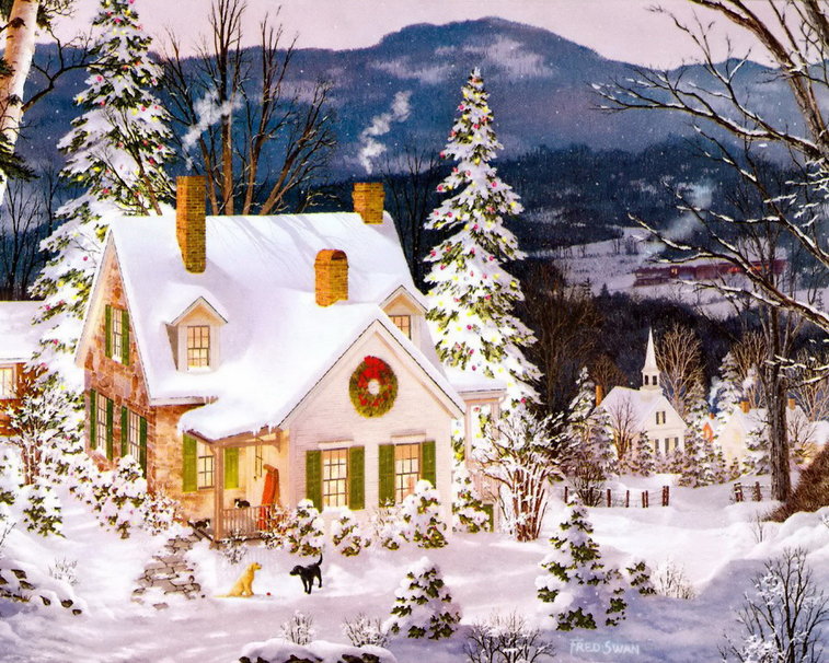 Christmas House Wallpaper