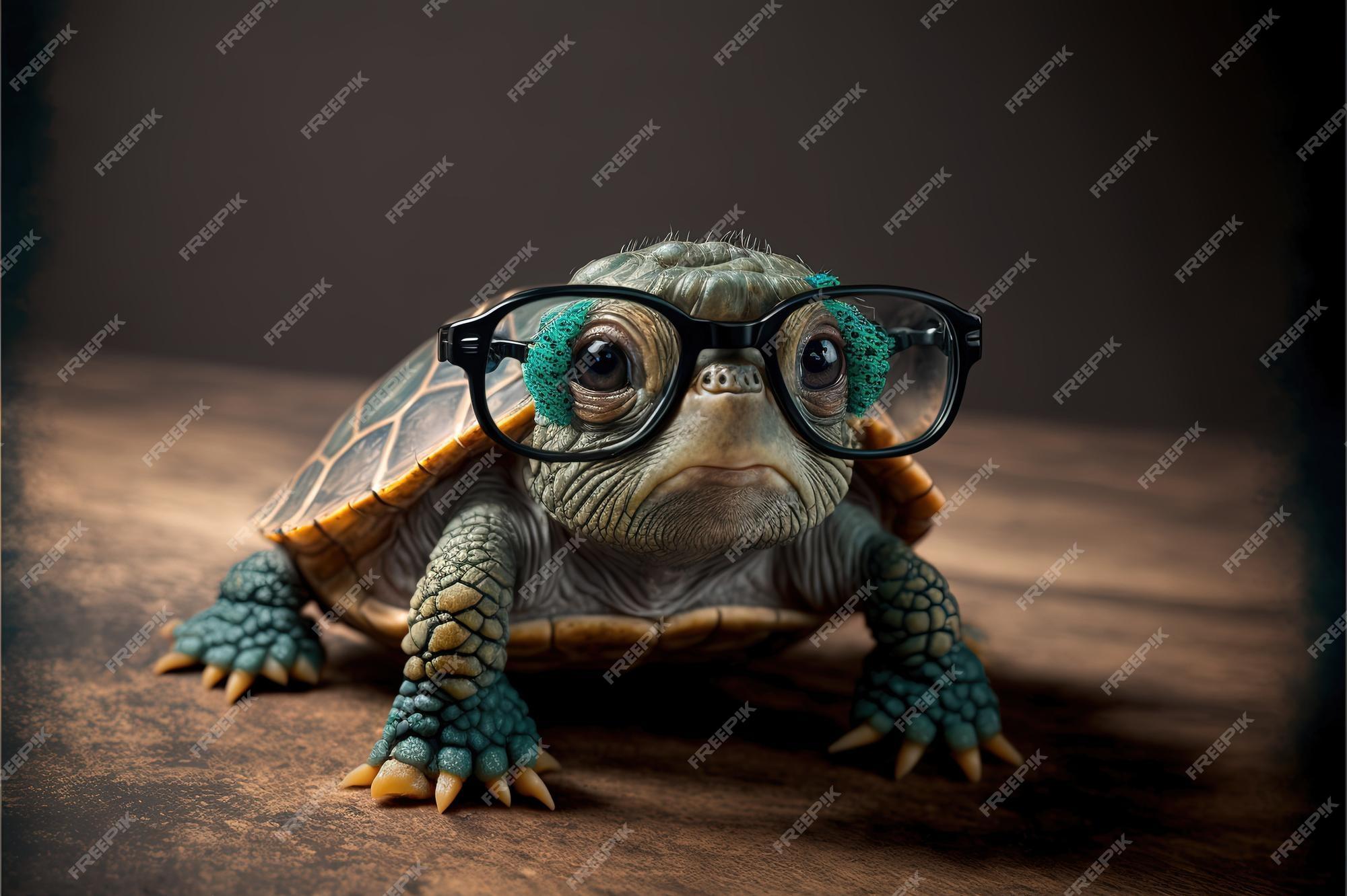 Premium Photo Cute Turtle With Glasses Humor Wallpaper Stylish